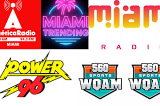 play your song on miami beach radio, promote your music with intro
