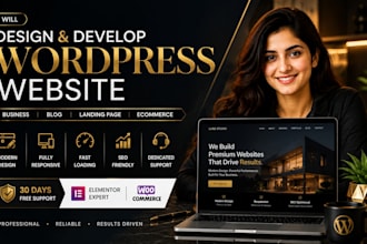 build wordpress website development, business website or wordpress blog website