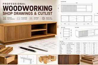 do detailed woodworking, shop drawing, elevation and cutlist for your products