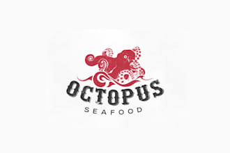 design artwork classic seafood brand logo