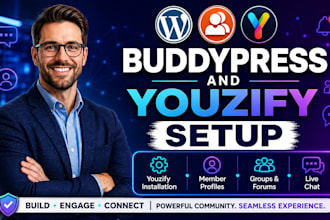 setup buddypress website, install youzify plugin for buddypress website