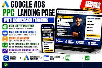 design, redesign google ads PPC landing page with conversion tracking design ppc