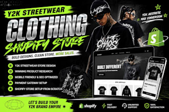 build y2k streetwear shopify website streetwear clothing store y2k fashion store