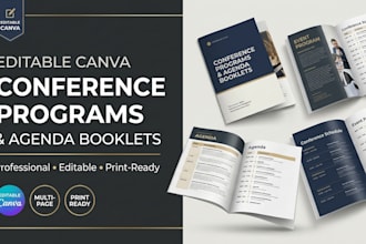 design editable canva conference event programs and agenda booklets