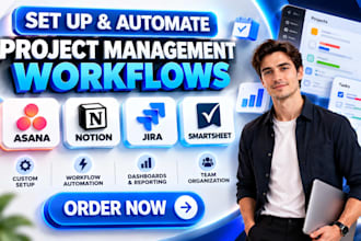 professionally set up and automate asana notion jira smartsheet workflows and da