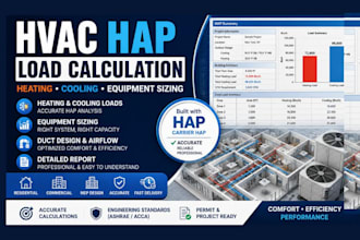 hvac hap load calculation, heating cooling load equipment sizing