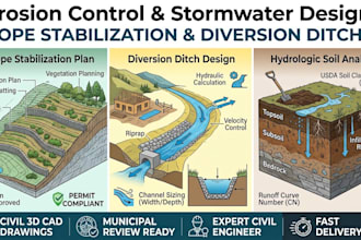 create slope stabilization plan diversion ditch design hydrologic soil analysis