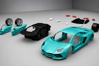 game ready super car 3d model, rc car stl, realistic vehicle for 3d printing
