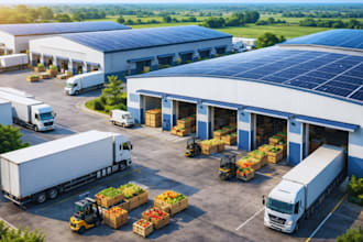 design a cold storage warehouse with 3d modeling and realistic rendering