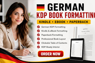 do german KDP book formatting, german ebook, kindle books and german paperback