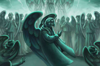 draw atmospheric fantasy book cover or digital illustration