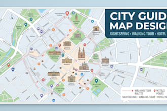 create city guide map, sightseeing map, walking tour map and hotel location