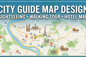 create city guide map, sightseeing map, walking tour map and hotel location