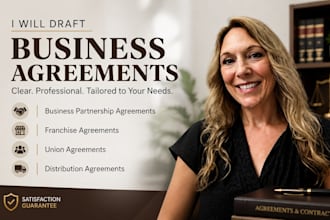 draft business partnership, franchise, union and distribution agreements