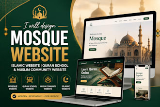 design mosque website, islamic website quran school and muslim community website