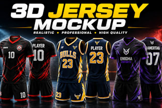 create realistic 3d sports jersey mockups for teams,