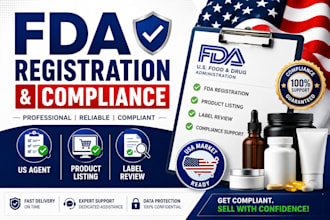 do fda registration, US agent, product listing and label review