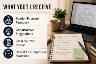beta read your novel and provide honest reader feedback