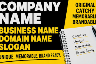 develop unique memorable catchy domain  business product app brand name slogan