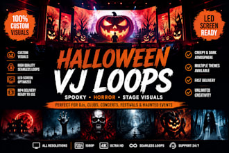 create halloween vj loops spooky led screen horror visuals for dj stage show