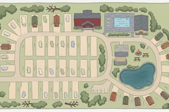 design clickable rv park map caravan park, plat map campground site plan svg map