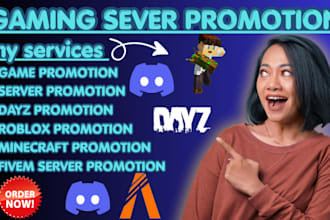 promote minecraft server promotion dayz, rust, fivem, gaming server, discord ad