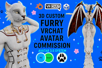 do custom vrchat furry avatar fursona facial rig 3d model anime vrc nsfw avatar