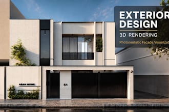 design and render realistic 3d exterior facade