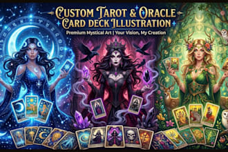 be illustrate custom tarot and oracle card decks with mystical fantasy artwork