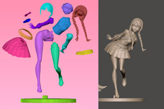 sculpt 3d anime figurine, toy for 3d printing