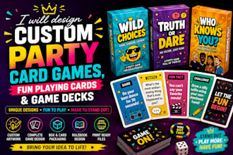 design custom party card games, fun playing cards and game decks
