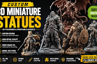 create custom miniature statues, 3d figurines and printable models