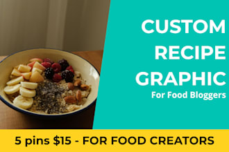 design 5 custom recipe pinterest graphics for food blogs