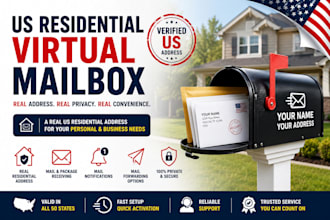 provide a verified US residential virtual mailbox with your name for monthly use