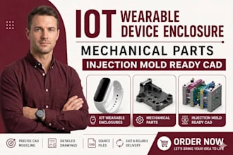 design iot wearable device enclosure, mechanical parts, injection mold ready cad