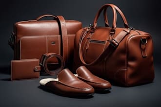 design realistic 3d leather products, bags, wallets, belts, and accessories