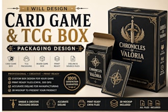 design card game box, tcg packaging, board game box die line and card packaging