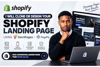 design shopify landing page or product page in pagefly replo gempages
