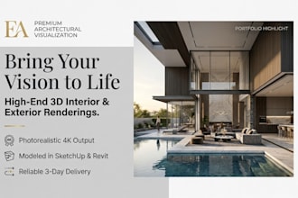 do architectural 3d rendering, 3d house model, exterior design interior render
