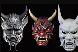 design wearable 3d cosplay creation, 3d mask, helmet, armor,weapon cosplay model