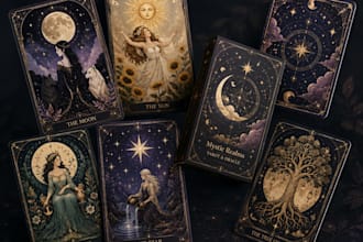 design custom tarot and oracle cards with mystical illustrations