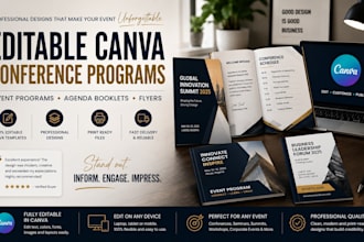 design editable canva conference programs and agenda booklets
