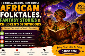write african folktales, fantasy stories and children  storybooks
