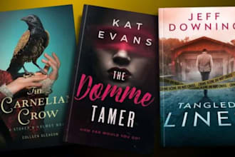 design romantasy book cover, thriller book cover and mystery book cover