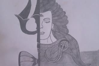 pencil drawing, art of lord shiva