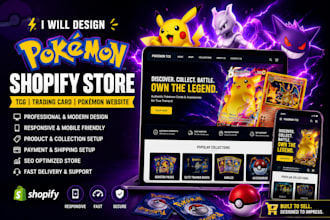 design pokemon shopify store tcg website trading card store pokemon website