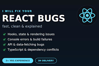 fix bugs and errors in your react js application fast
