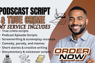 write podcast, true crime script for youtube crime storytelling blog writing