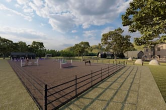 do 3d equestrian center, 3d horse stable, horse ranch, farm, 3d riding arena