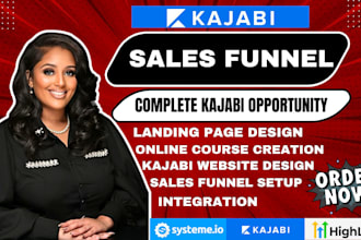 design kajabi website, online course, landing page and sales funnel